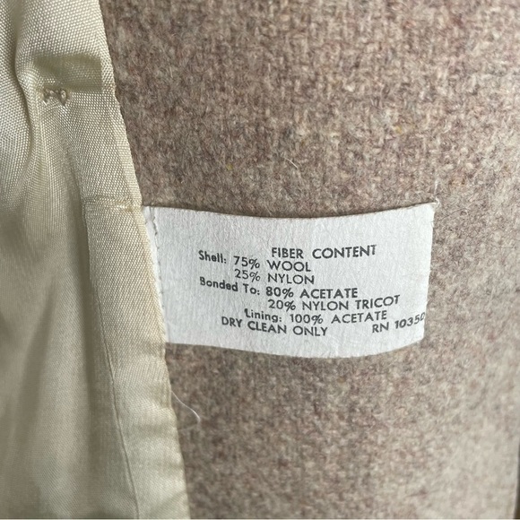 VINTAGE Wool Blend Double Breasted Beige Coat - Picture 9 of 14